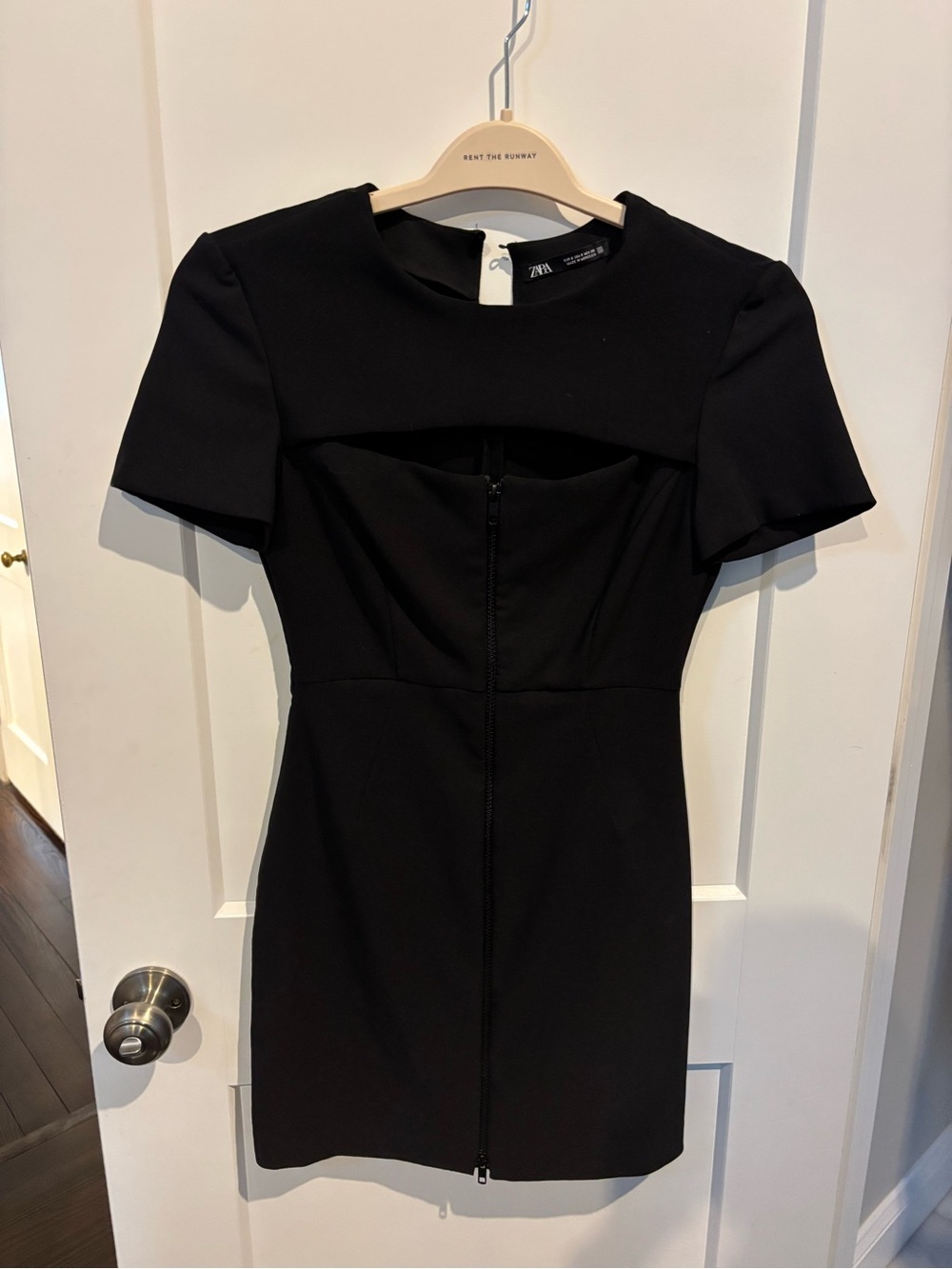 Zara Black Short-Sleeve Cutout Mini Dress Size S NEVER WORN